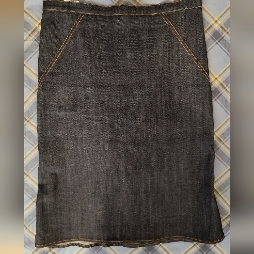 ABS Allen Schwartz Black Denim Midi Skirt